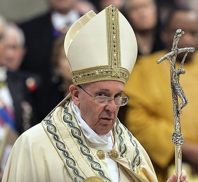 pope Francis with the Christian g-d-on-a-stick idol